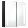 Armario de baño con espejo LED negro brillante 62x14x60 cm 2