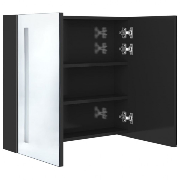Armario de baño con espejo LED negro brillante 62x14x60 cm M 5