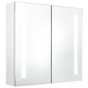 Armario de baño con espejo LED blanco brillante 62x14x60 cm H