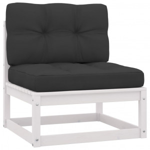 2 pcs conjunto lounge jardim c/ almofadões pinho maciço branco H