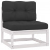 2 pcs conjunto lounge jardim c/ almofadões pinho maciço branco 2