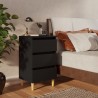 Mesita de noche con patas de madera maciza negro 40x35x69 cm 3