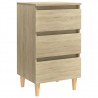 Mesita de noche patas madera maciza roble Sonoma 40x35x69 cm 1