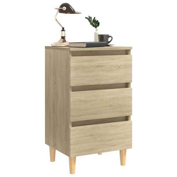 Mesita de noche patas madera maciza roble Sonoma 40x35x69 cm M 3