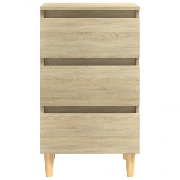 Mesita de noche patas madera maciza roble Sonoma 40x35x69 cm M 5