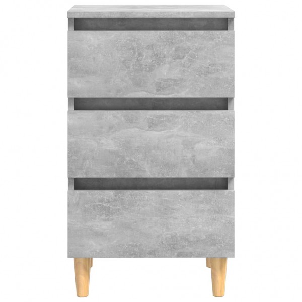 Mesas cabeceira pernas madeira 2pcs 40x35x69cm cinzento cimento M 5