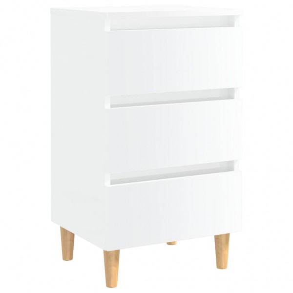 Mesa cabeceira c/ pernas madeira 40x35x69 cm branco brilhante M 3