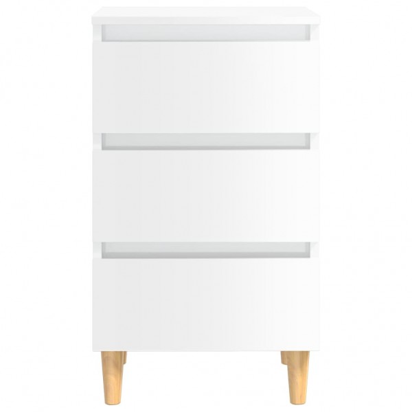 Mesa cabeceira c/ pernas madeira 40x35x69 cm branco brilhante M 4