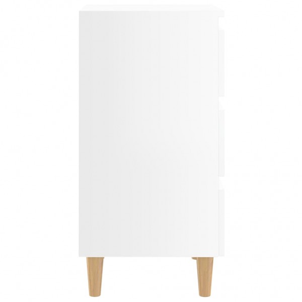 Mesita noche con patas madera maciza blanco brillo 40x35x69 cm M 5