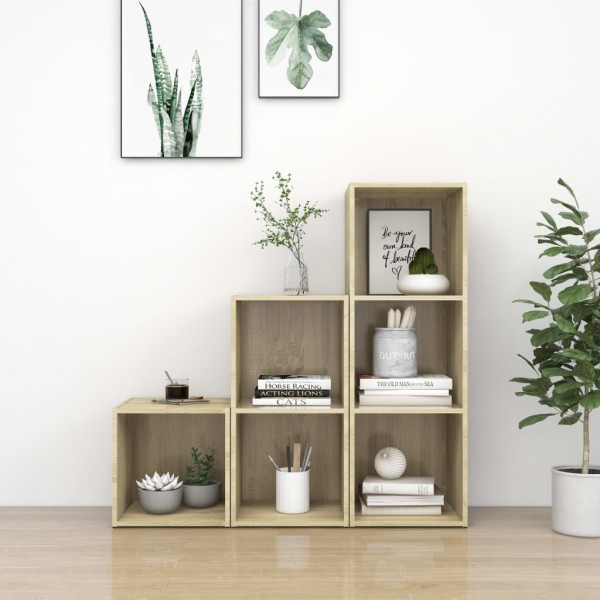 Muebles de salón 3 piezas madera de ingeniería roble Sonoma D