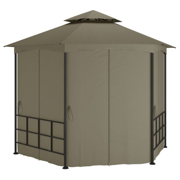 Gazebo com paredes laterais 3.1x2.7 m cinzento-acastanhado M 4
