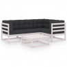 5 pcs conjunto lounge de jardim c/ almofadões pinho maciço 1