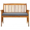 Banco de jardín con cojines 119 cm madera maciza de acacia 3