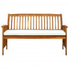 Banco de jardín con cojín madera maciza de acacia 147 cm 3