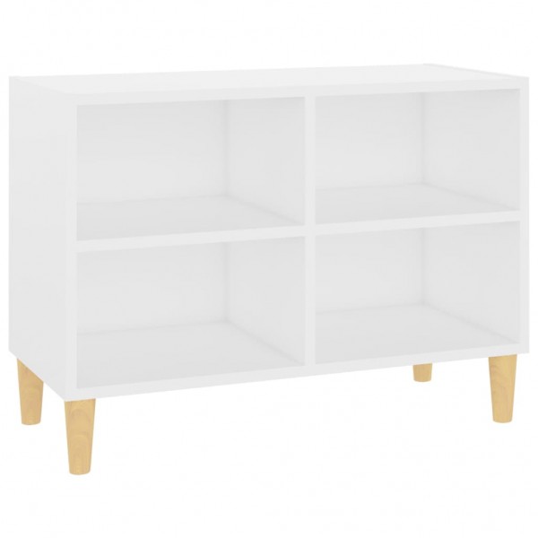 Mueble de TV con patas de madera maciza blanco 69.5x30x50 cm M 2