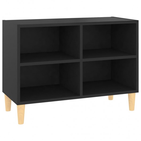 Mueble de TV con patas de madera maciza negro 69.5x30x50 cm M 2