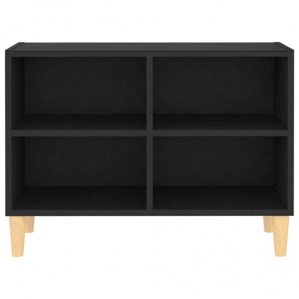 Mueble de TV con patas de madera maciza negro 69.5x30x50 cm M 4