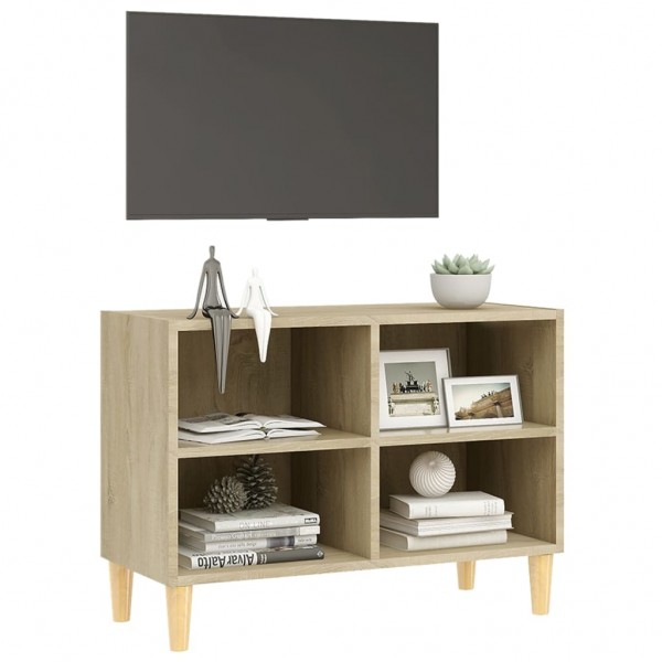Mueble de TV patas de madera maciza roble Sonoma 69.5x30x50cm M 3