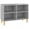 Mueble de TV patas de madera maciza gris hormigón 69.5x30x50 cm 2