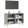 Mueble de TV patas de madera maciza gris hormigón 69.5x30x50 cm 3