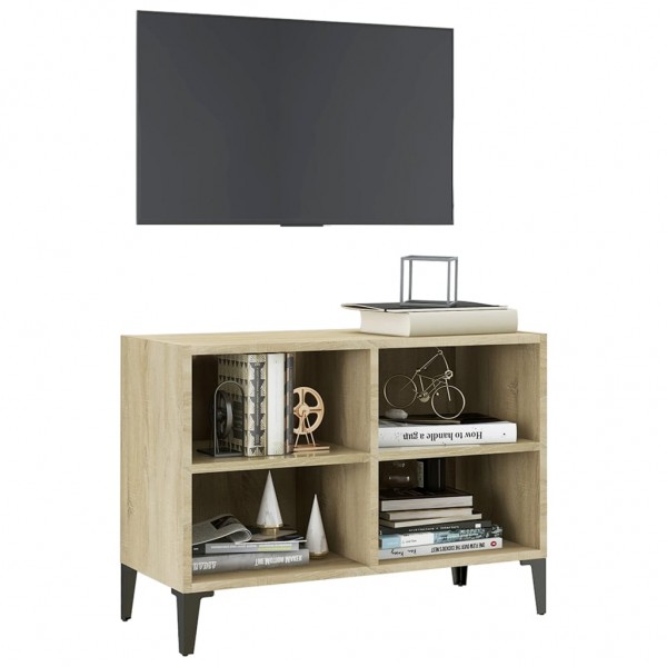 Mueble de TV con patas metal color roble Sonoma 69.5x30x50 cm M 3