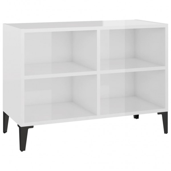 Mueble de TV con patas de metal blanco brillante 69.5x30x50 cm M 2