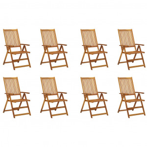 Sillas de jardín plegables y cojines 8 uds madera maciza acacia H
