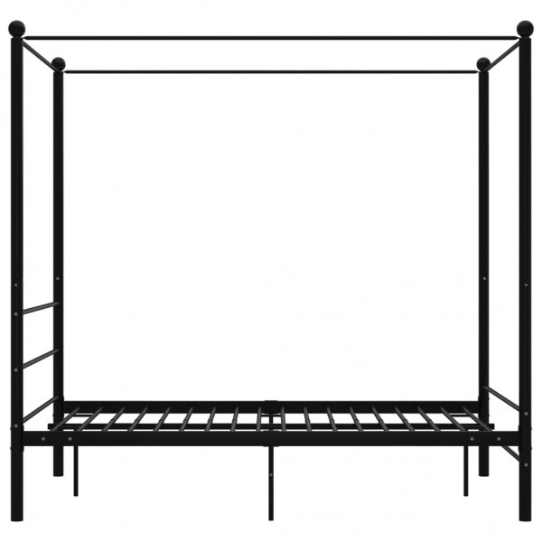 Estructura de cama con dosel metal negro 140x200 cm M 3