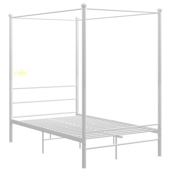 Estrutura de cama com dossel 140x200 cm metal branco M 2