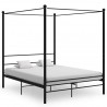 Estructura de cama con dosel metal negro 160x200 cm 1