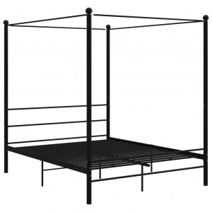 Estructura de cama con dosel metal negro 160x200 cm H
