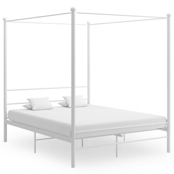 Estructura de cama con dosel metal blanco 160x200 cm D