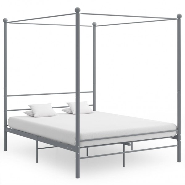 Estructura de cama con dosel metal gris 160x200 cm D