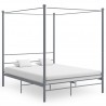 Estructura de cama con dosel metal gris 160x200 cm 1