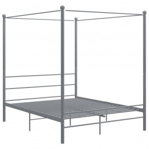 Estructura de cama con dosel metal gris 160x200 cm H