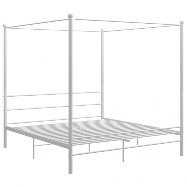 Estrutura de cama com dossel 200x200 cm metal branco M 2