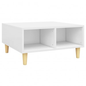 Mesa de centro madera contrachapada blanco 60x60x30 cm H