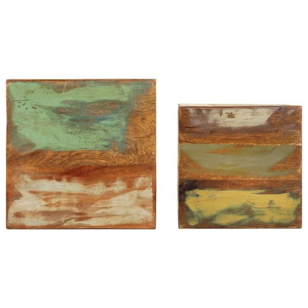 Mesitas auxiliares 2 piezas madera maciza reciclada M 4