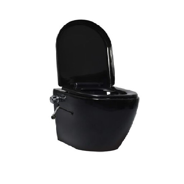 Inodoro de pared con cisterna oculta cerámica negro M 3