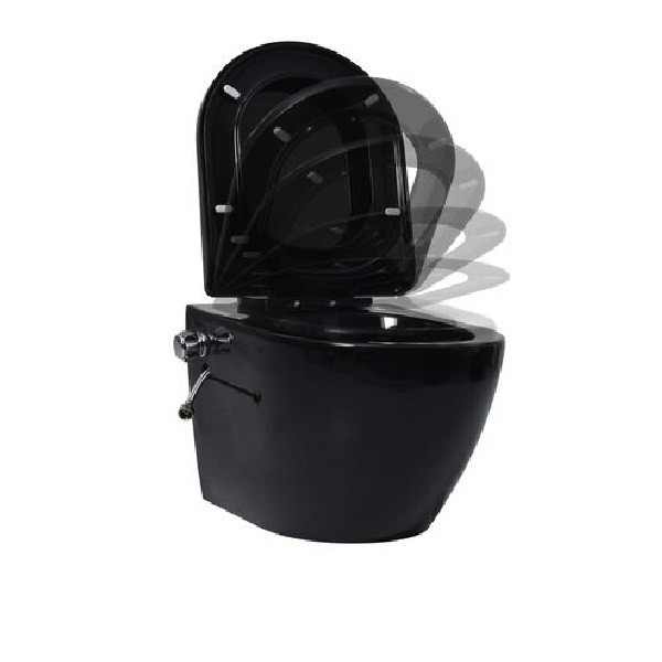 Inodoro de pared con cisterna oculta cerámica negro M 5