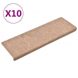 Tapetes de escada autoadesivos 10 peças 65x21x4 cm creme com borda retangular H