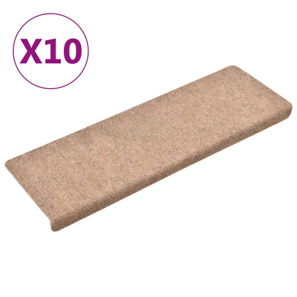 Tapetes de escada autoadesivos 10 peças 65x21x4 cm creme com borda retangular M 2