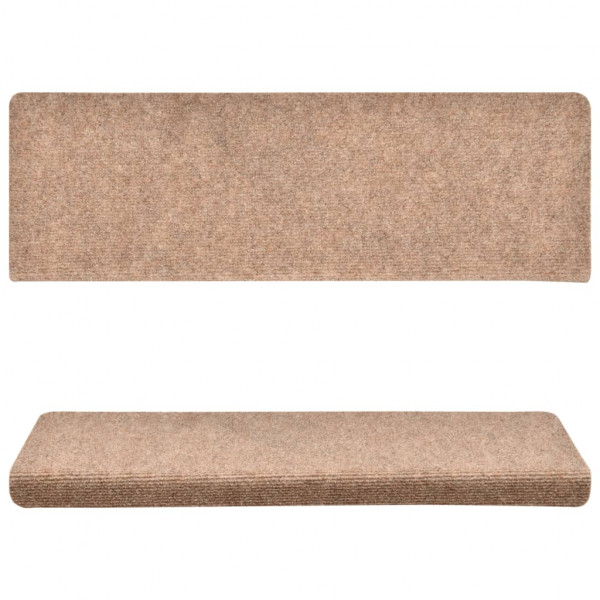 Tapetes de escada autoadesivos 10 peças 65x21x4 cm creme com borda retangular M 4