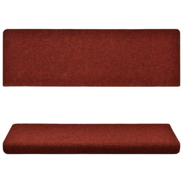 Tapetes de escada autoadesivos 10 peças 65x21x4 cm vermelho bordô com borda retangular M 4