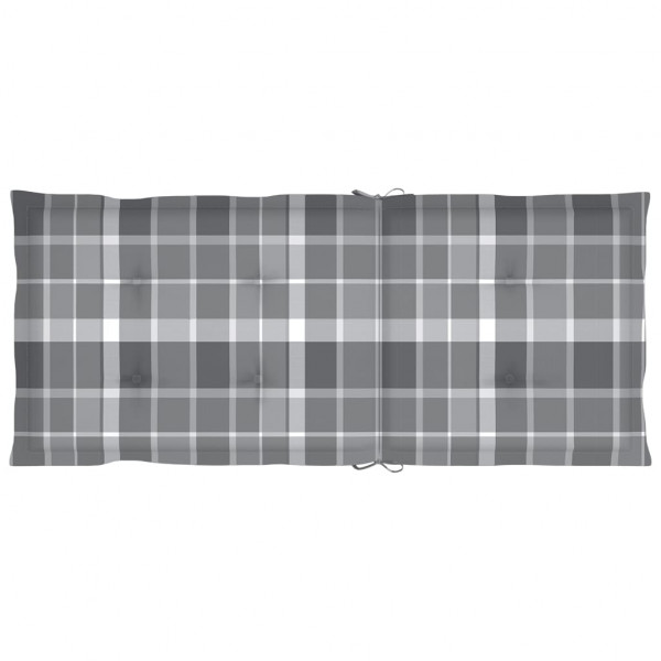 Cojín silla jardín respaldo alto 6 uds cuadros gris 120x50x3 cm M 3
