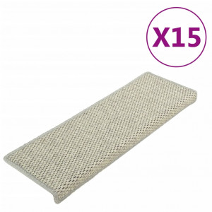 Alfombrilla autoadhesiva escalera sisal 15 uds gris 65x21x4 cm H