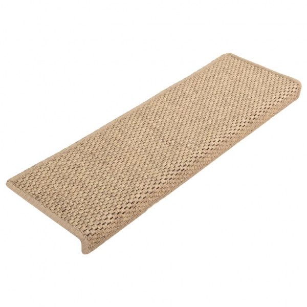 Alfombrilla autoadhesiva escalera sisal 15 uds arena 65x21x4 cm M 3