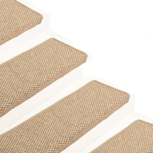 Alfombrilla autoadhesiva escalera sisal 15 uds arena 65x21x4 cm M 4
