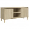Mueble de TV patas madera maciza roble Sonoma 103.5x35x50 cm 2