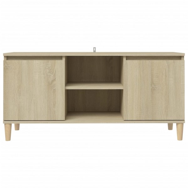 Mueble de TV patas madera maciza roble Sonoma 103.5x35x50 cm M 5